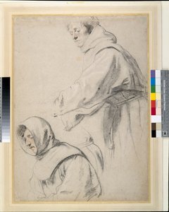 Två franciskanerbröder (kritor på papper) av Peter Paul Rubens