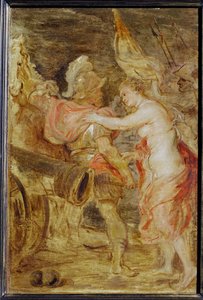 Venus följer med Mars ut i kriget (målning på trä) av Peter Paul Rubens