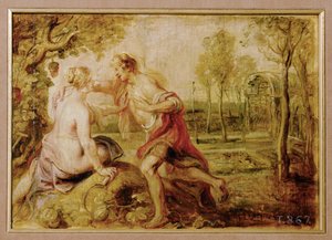 Vertumnus och Pomona (målning på trä) av Peter Paul Rubens