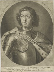Porträtt av kejsar Peter I den store 1672-1725, um 1700. av Peter Schenk