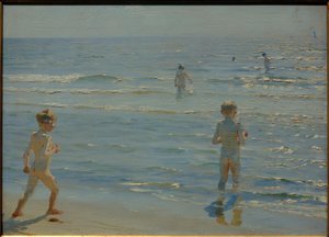 Badande pojkar. Solsken. Skagen av Peder Severin Krøyer