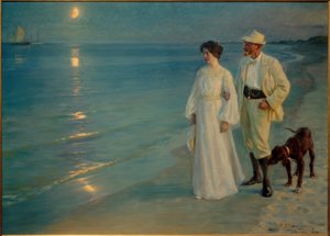 Sommarkväll på Skagens strand. Konstnären och hans fru