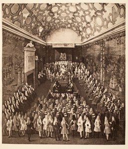 Drottning Anne i House of Lords, pub. 1902 (kollotyp)