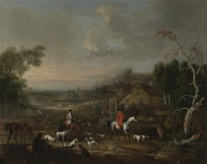 Pastor Jemmet Browne vid ett möte med rävhundar, ca 1730 (olja på duk) av Peter Tillemans