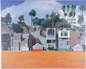 Houses Under the Cliff, Santa Monica, USA, 2002 (olja på linne)