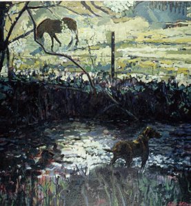 Pony and Dog in a Field, 2000 (olja på duk)