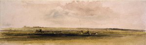 Höarbete i Lincolnshire Wolds (akvarell på papper)