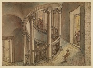 Belvedere-trappan, från Bramantes Scala di Chiocciola, i Cortile di San Damaso, Vatikanen