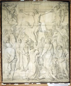 Kristus på korset. Kartong till freskerna i Ludwigskirche i München av Peter von Cornelius
