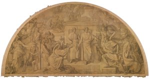 Akilles vrede, valvfält. Kartong till takmålningarna i Glyptoteket i München av Peter von Cornelius