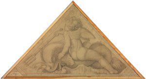 Eros mit dem Delphin (Element des Wassers). Karton zu den Deckenbildern der Münchner Glyptothek
