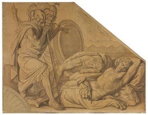 Nestor und Agamemnon wecken Diomedes. Karton zu den Deckenbildern der Münchner Glyptothek