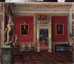 I Kuskovo-palatset (Moskva) (I Kuskovo-palatset) - Målning av Pyotr Ivanovich Petrovichev (Piotr Petrovichev) (1874-1947), olja på duk - Rysk konst sent 1800- och 1900-tal - Statens konstmuseum, Perm (Ryssland) av Petr Ivanovic Petrovichev