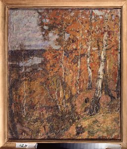 Höstens elegi. Målning av Pyotr Ivanovich Petrovichev (Pyotr Petrovichev) (1874-1947), olja på duk