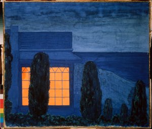 La maison Zhukovsky (Joukovsky), en Kuchuk Koy (Ukraina) - Zhukovskys hus i Kuchuk-Koy- Verk av Pyotr (Piotr, Petr) Savvich Utkin (Outkin) (1877-1934), tempera på duk, cirka 1915 - Rysk konst , 1900-tal, symbolik - Privat samling