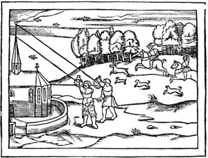 Använda astrolaber för att beräkna höjden på ett torn, 1539