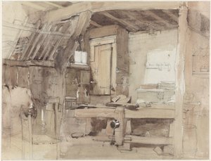 Hörn av snickarverkstaden i Klingelbeek-huset i Oosterbeek av Petrus Franciscus Greive
