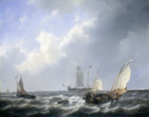 Havslandskap från Zeelands vatten av Petrus Johann Schotel