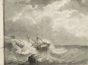 Skeppsbrott på en stenig kust