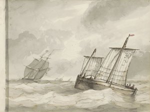 Segelfartyg på ett turbulent hav