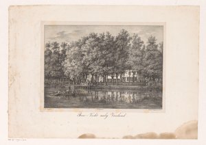 Utsikt över Breevecht lantgård Bree-Vecht nära Vreeland (titel på objekt) Utsikt över floden Vecht (serietitel) av Petrus Josephus Lutgers