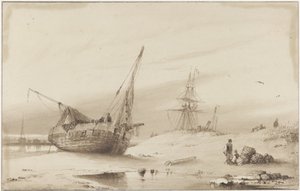 Fartyg på stranden av Petrus Paulus Schiedges (I)
