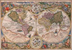 1594 års världskarta med dubbla hemisfärer av Petrus Plancius av Petrus Plancius