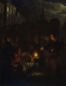 En marknadsscen på natten,