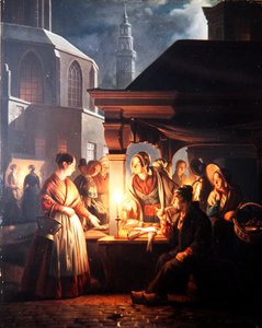 The Fish Stall (olja på panel)