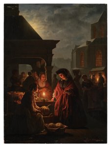 Groenmarkt i Haag på kvällen