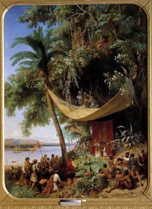 Den första mässan i Amerika (1400-talet) Mässa på Kuba 1494 Columbus andra resa till Havanna. Målning av Blanchard Pharamond (1805-1873)
