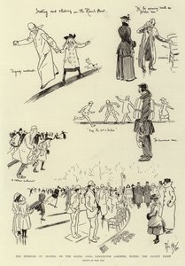 The Humors of Skating på Round Pond, Kensington Gardens, under den senaste tidens frost av Phil May