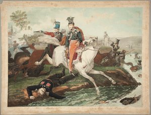 Furste Józef Poniatowski dör vid övergången av Elster den 19 oktober 1813 av Philibert-Louis Debucourt