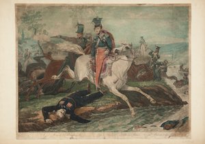 Furst Józef Poniatowski dör vid överfarten av Elster den 19 oktober 1813 av Philibert-Louis Debucourt