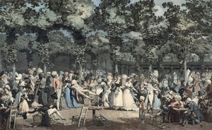 Den offentliga strandpromenaden vid Palais-Royal av Philibert Louis Debucourt