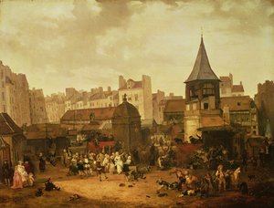 Jubel vid Les Halles för att fira födelsen av Dauphin Louis av Frankrike (1781-89) 21 januari 1781, 1783 av Philibert Louis Debucourt