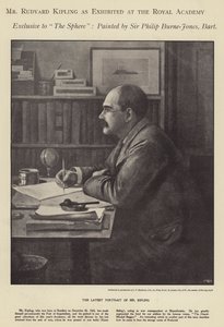 Porträtt av Rudyard Kipling utställt på Royal Academy (litho) av Philip (after) Burne Jones