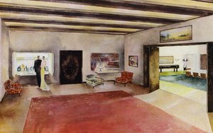 1930-talsinteriörer: Hall (färg litho)