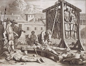 Hängningar och tortyr, pub. 1672. av Philip Baldaeus