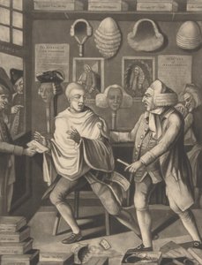 The Patriotick Barber of New York, or the Captain in the Suds, 14 februari 1775. av Philip Dawe.