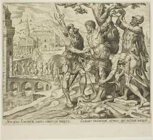 Israeliterna hittar Achior bunden till ett träd, tallrik två från The Story of Judith and Holofernes