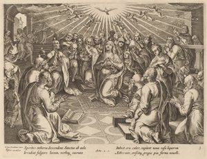Pingst av Philip Galle after Jan van der Straet