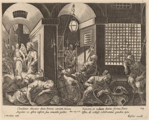 Sankt Peter befriad från fängelset av en ängel