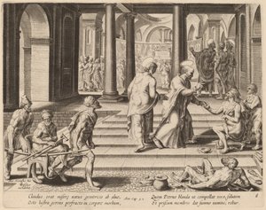 De heliga Peter och Johannes botar en krympling vid templets port