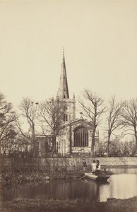 Kyrka från en flodbank,1850-talet (foto) av Philip Henry Delamotte