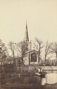 Kyrka från en flodstrand, 1850-talet. av Philip Henry Delamotte