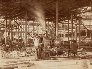 Steam Engine nära Grand Transept, Crystal Palace av Philip Henry Delamotte