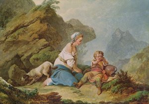 Hagar Watching her Son Drinking  av Philippe Jacques de Loutherbourg