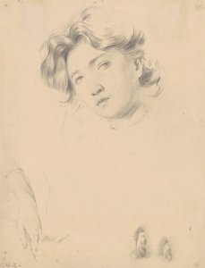 Study for the Head of a Girl, ca 1900 (grafit på vävt papper)