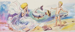 "The Water Babies" av Charles Kingsley (gouache på papper)